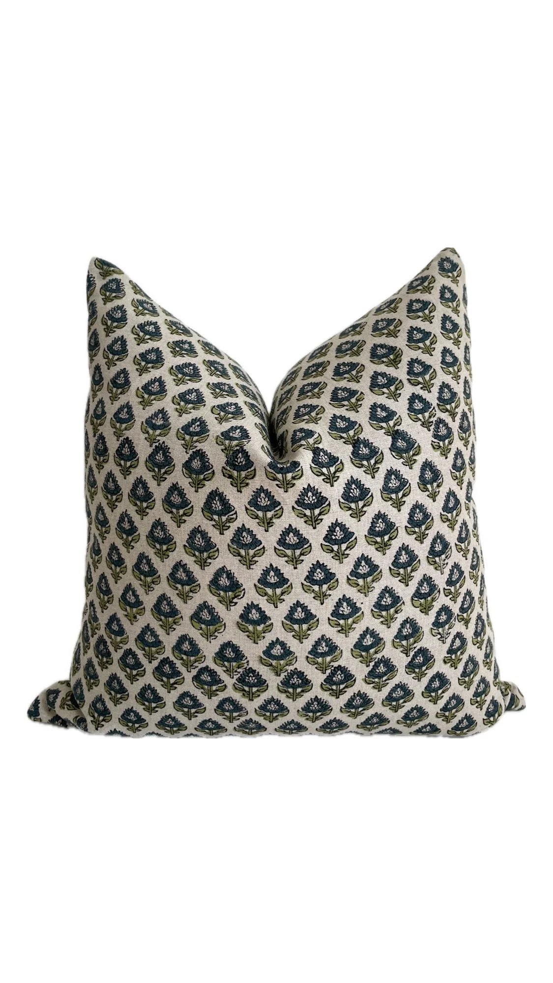 Cora - a brown, green and subtle pink floral pattern handblock
